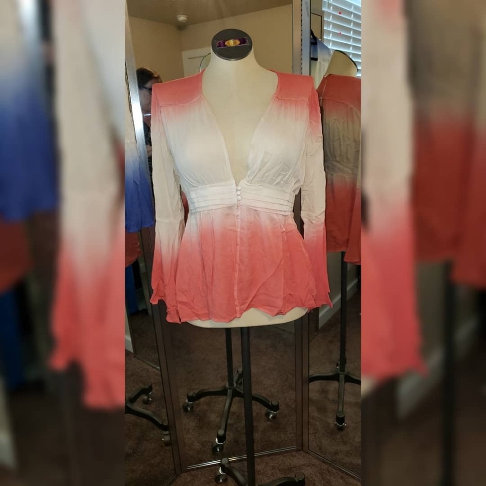 Ombre Cream and Coral Top